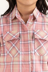 Junior Girl Pink and White Casual Shirt 224-417-008